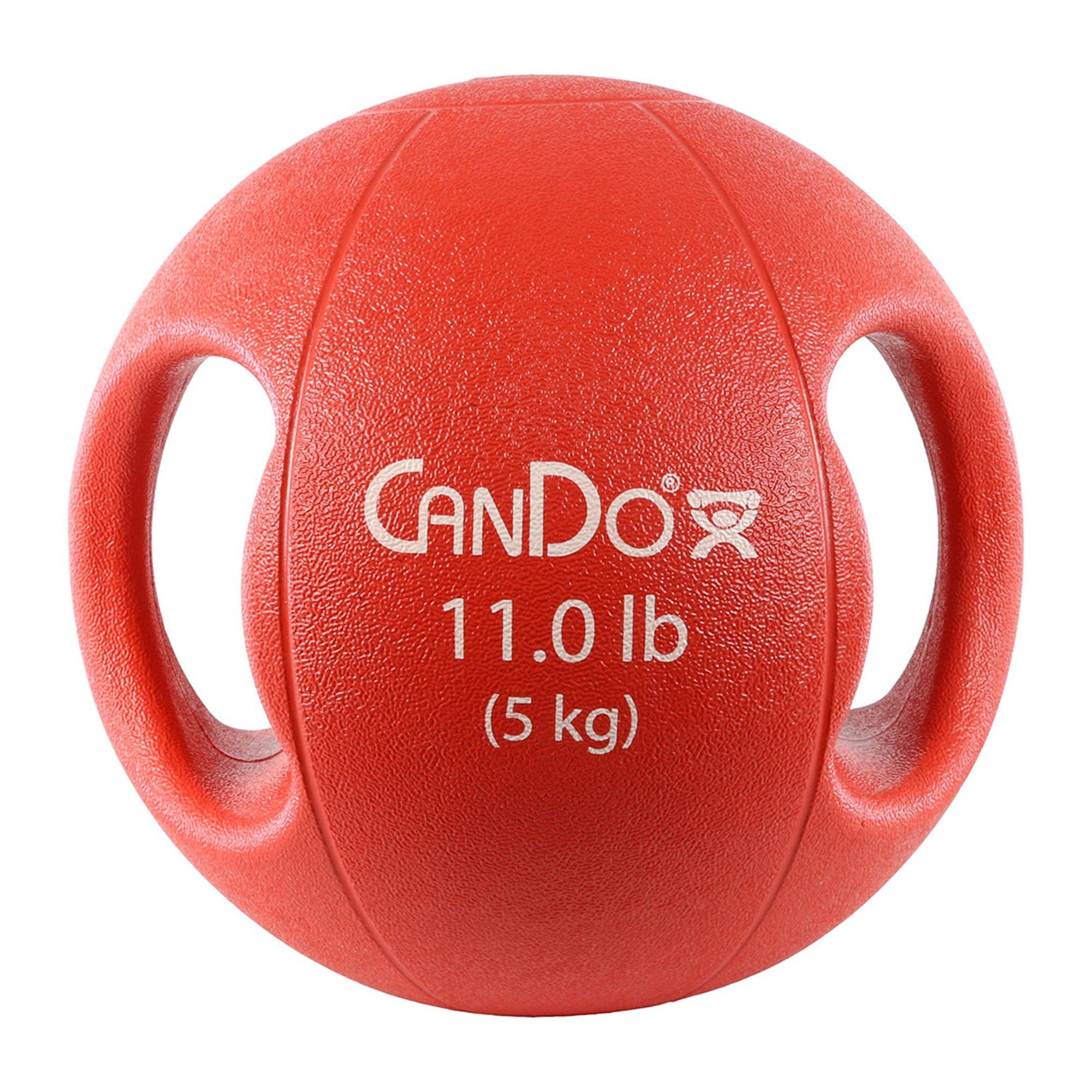 CanDo® Molded Dual Handle Medicine Ball - 11 lbs, Red (Per Each)