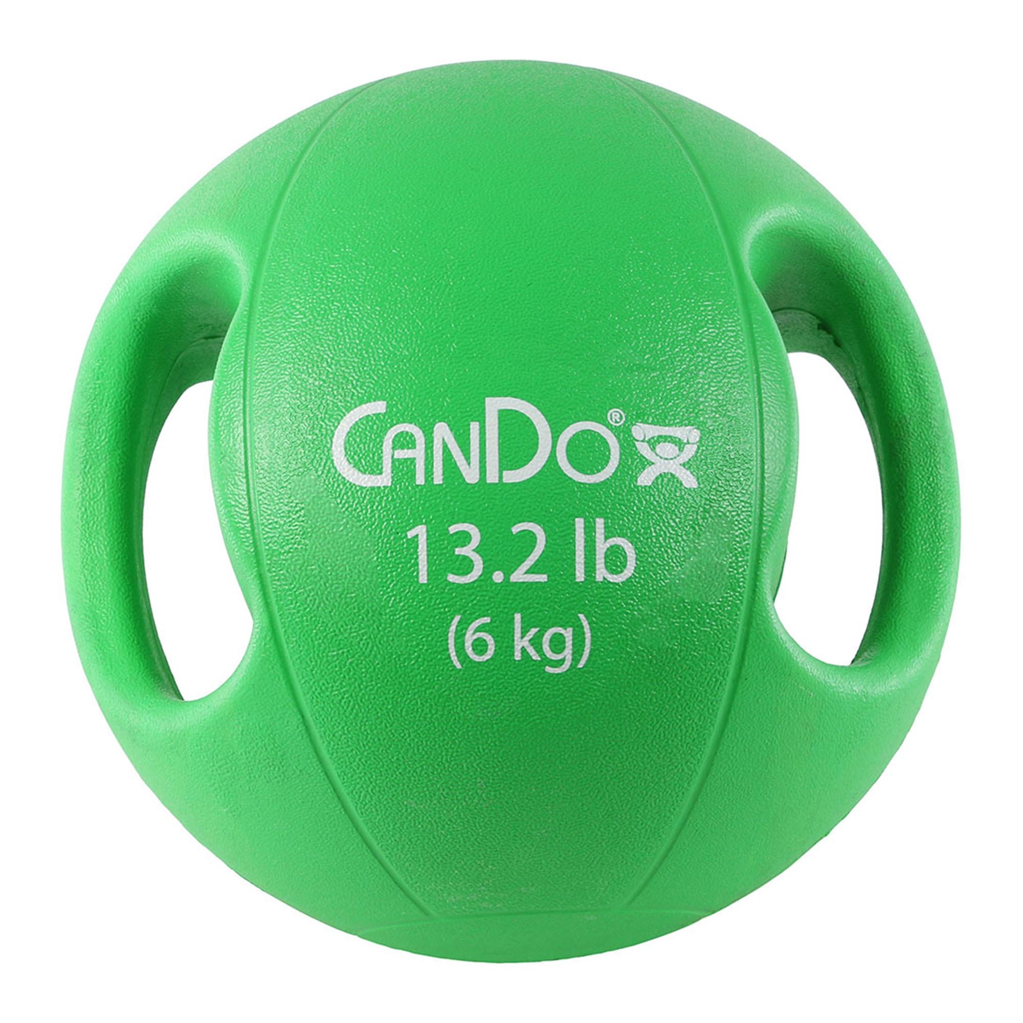 CanDo® Molded Dual Handle Medicine Ball - 13.20 lbs, Green (Per Each)