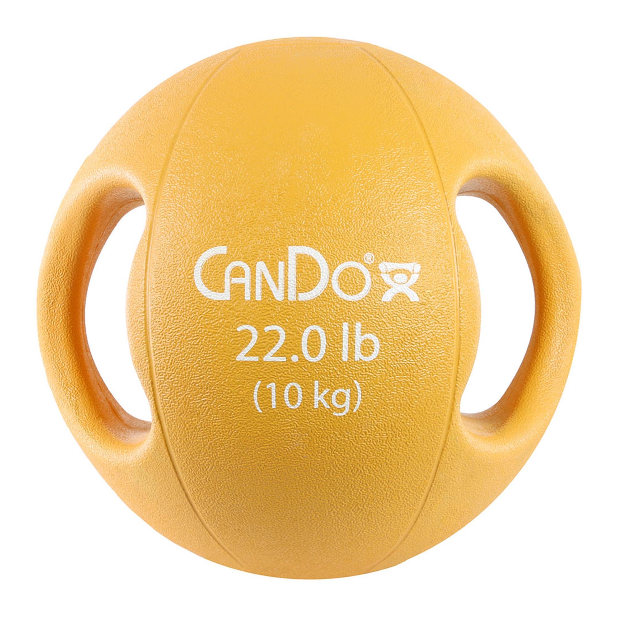 CanDo® Molded Dual Handle Medicine Ball - 22 lbs, Gold (Per Each)