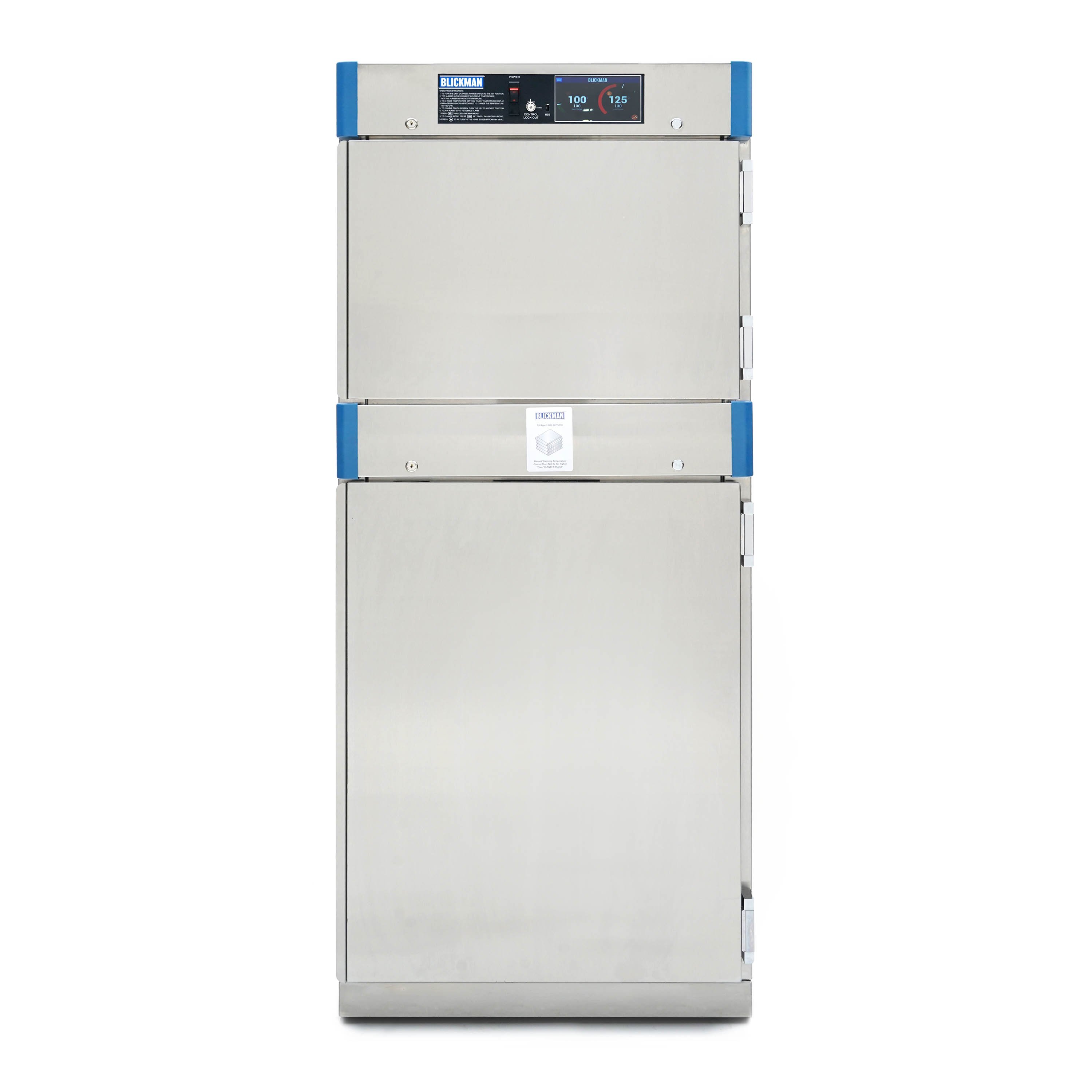 Blickman Dual Chamber Freestanding Warming Cabinet 8924TS with Touchscreen, Stainless Steel Doors