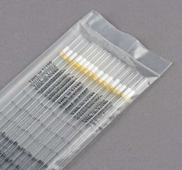 1mL Serological Pipette PS Standard Tip - 275mm - Non-Sterile - Bulk Packed (25/Bag - Pack of 40 Bags = 1000)