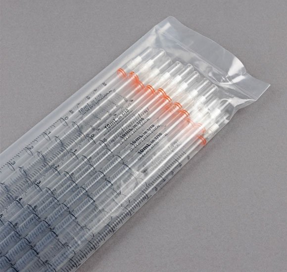 10mL Serological Pipette PS Standard Tip - 345mm - Sterile - Bulk Packed (25/Bag - Pack of 10 Bags = 250)