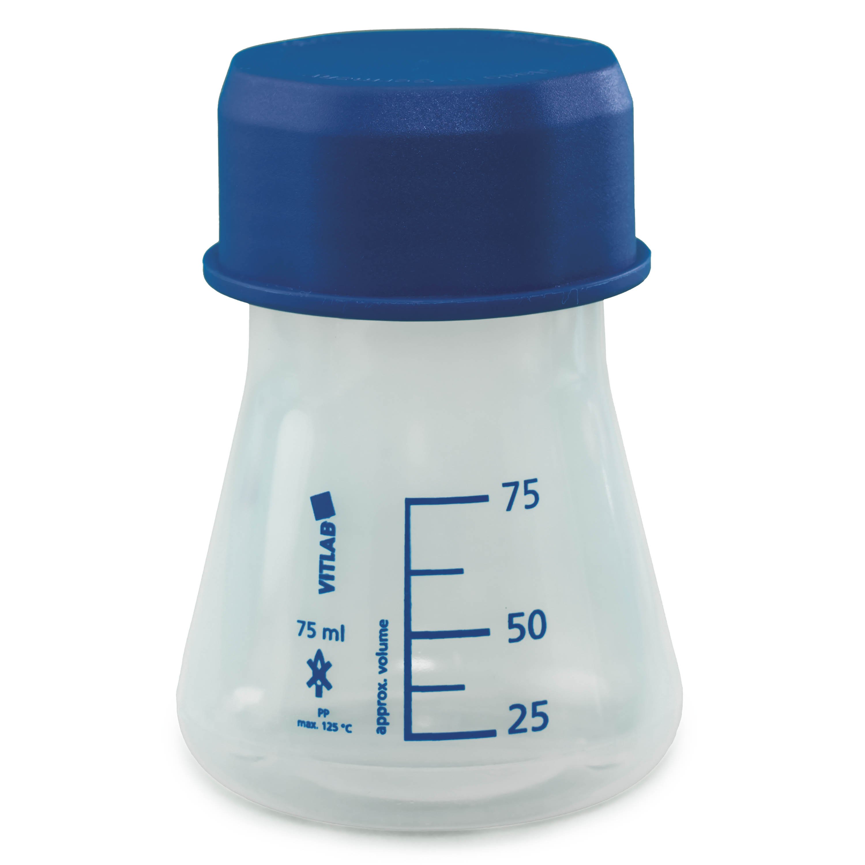 BrandTech Erlenmeyer Flasks (PP) with Screw Caps (PP) - 75mL (Pack of 6)