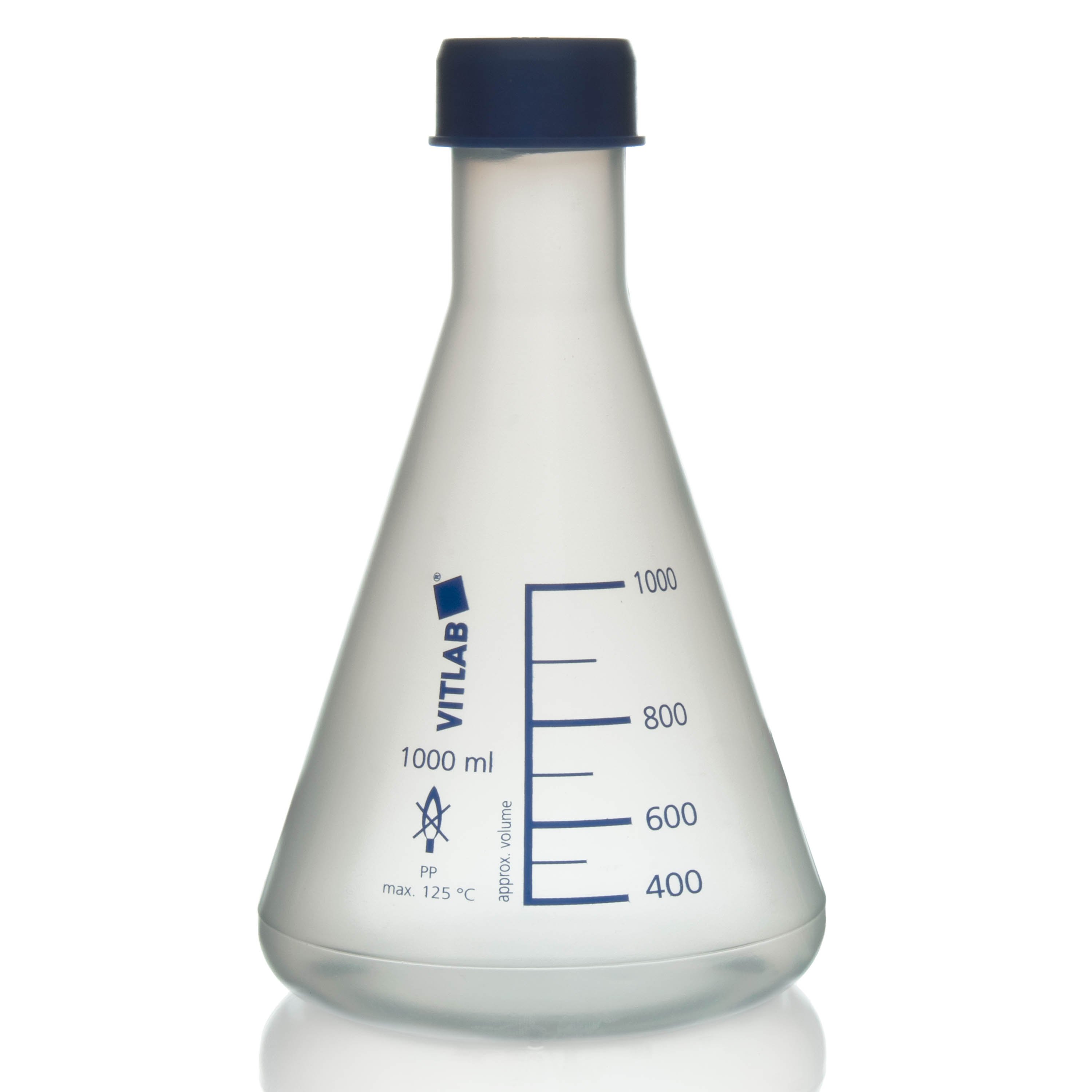 BrandTech Erlenmeyer Flasks (PP) with Screw Caps (PP) - 1000mL (Pack of 4)