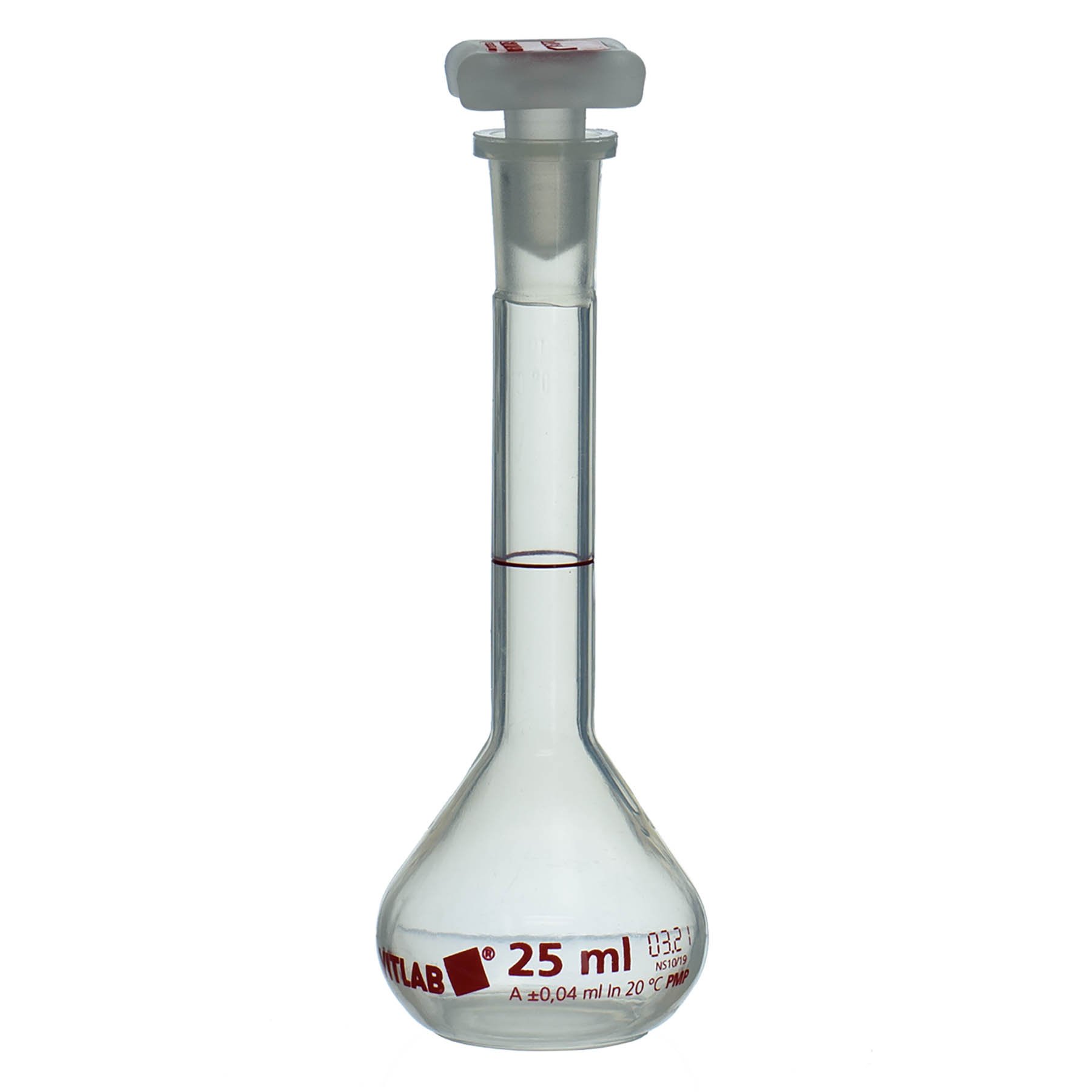 BrandTech Class A PMP Volumetric Flask with Polypropylene NS Stopper - 25mL (Pack of 2)