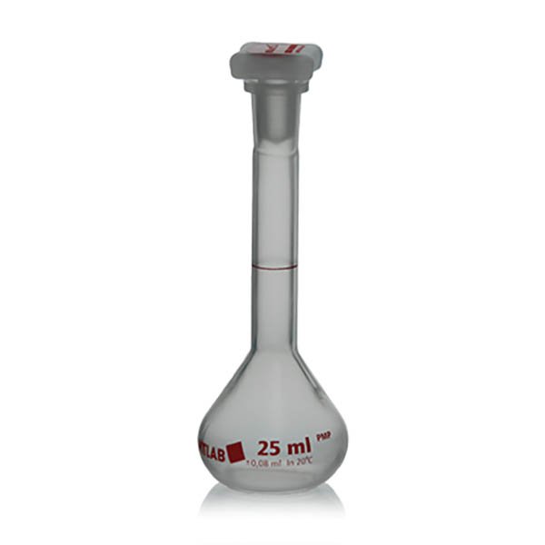 BrandTech Class B PMP Volumetric Flask with Polypropylene NS Stopper - 25mL (Pack of 2)
