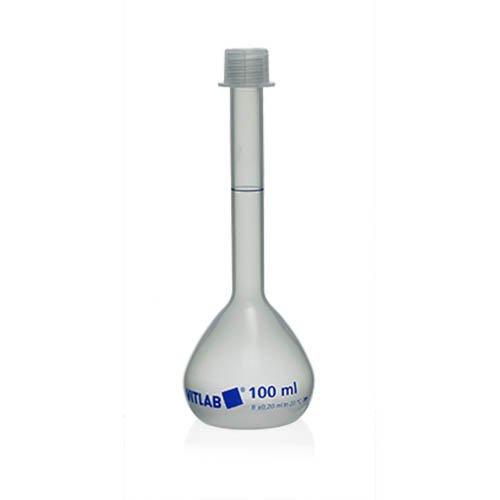 BrandTech Class B Polypropylene Volumetric Flask with Polypropylene Screw Cap - 100mL (Pack of 2)
