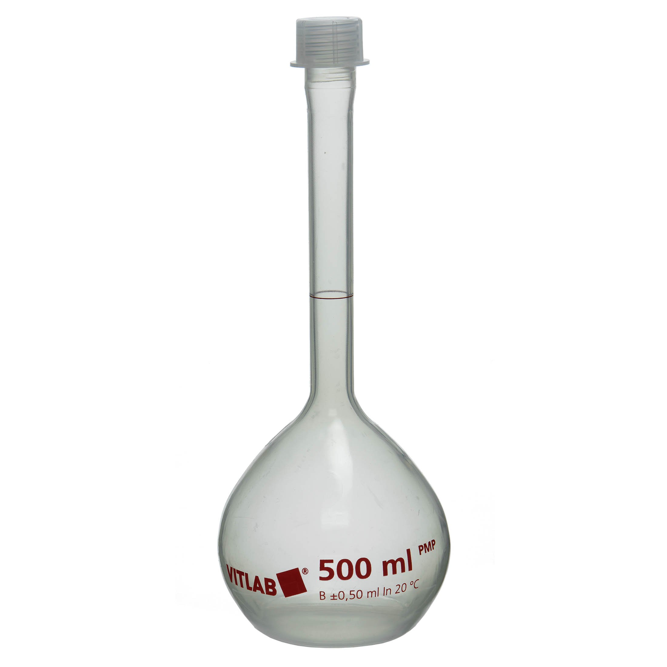 BrandTech Class B PMP Volumetric Flask with Polypropylene Screw Cap - 500mL (Pack of 2)