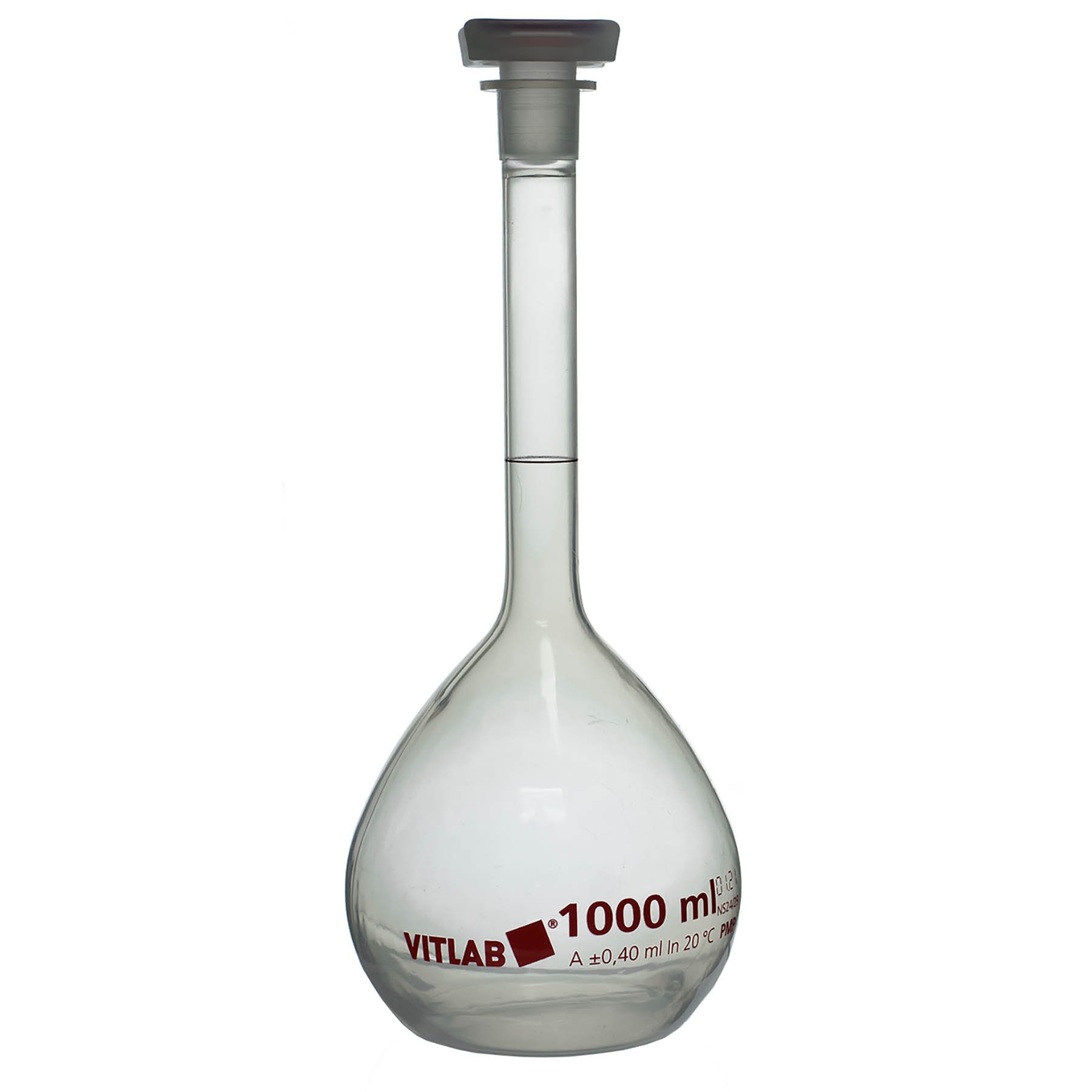 BrandTech Class A PMP Volumetric Flask with Polypropylene NS Stopper - 1000mL (Pack of 1)
