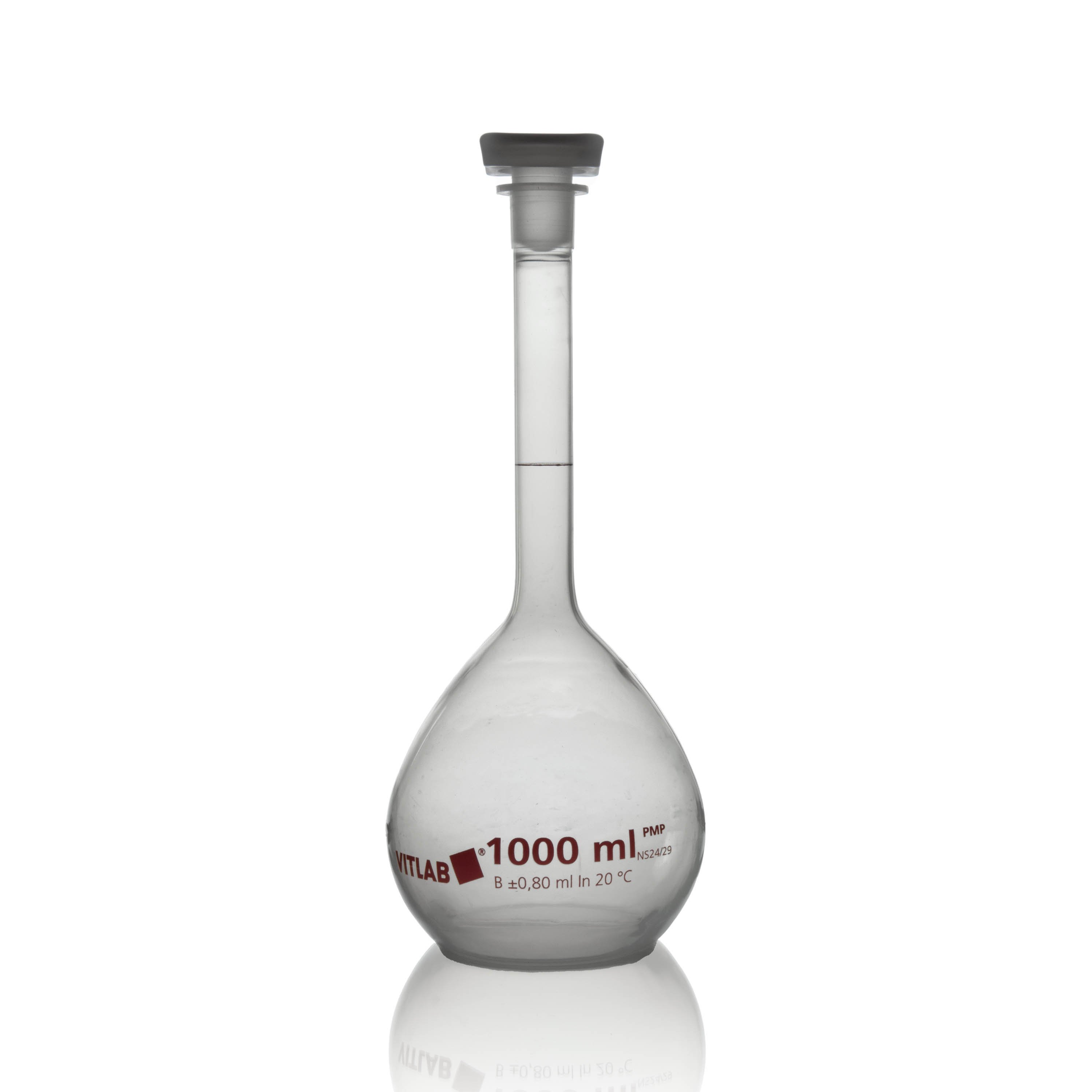 BrandTech Class B PMP Volumetric Flask with Polypropylene NS Stopper - 1000mL (Pack of 1)