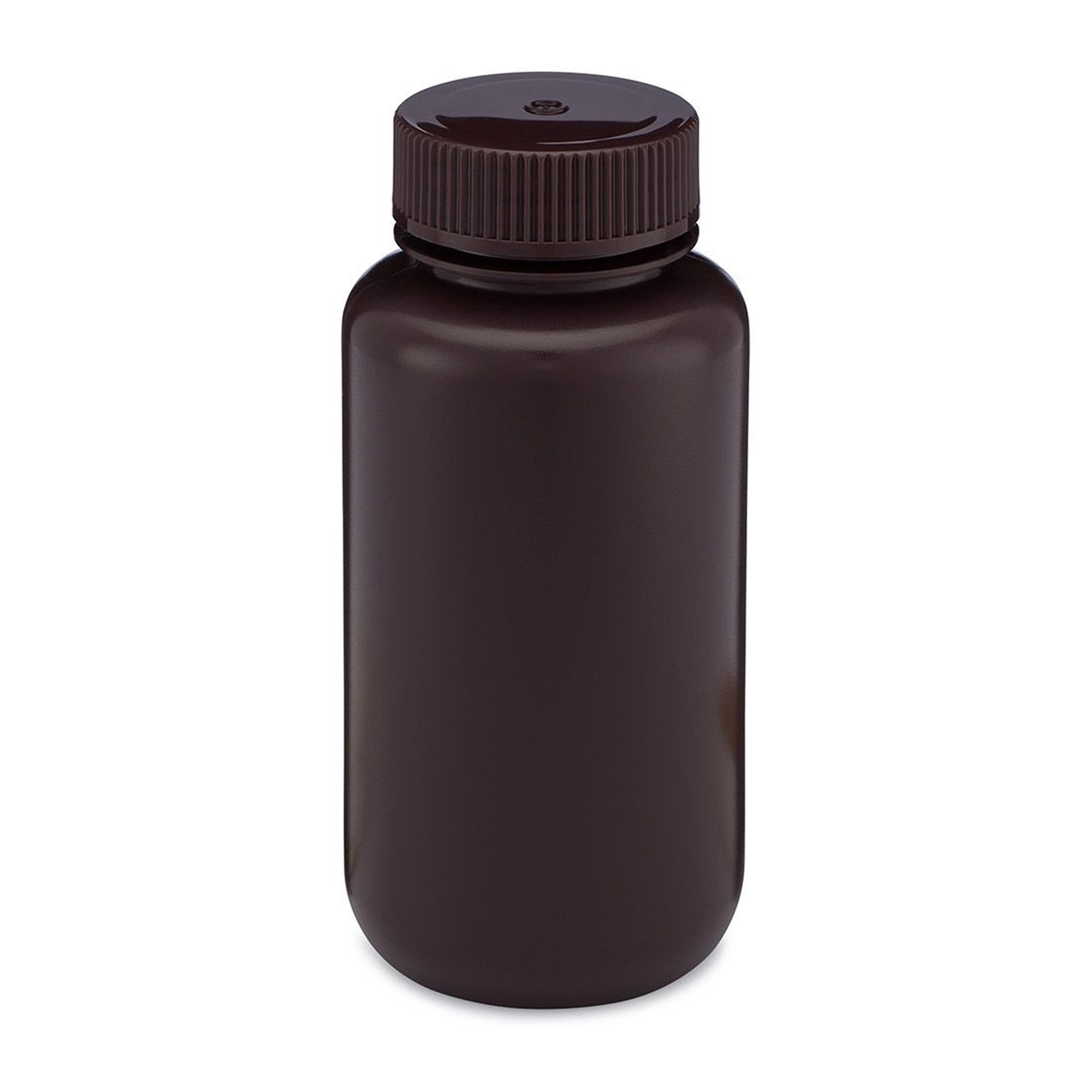 Diamond® RealSeal™ Wide Mouth, Round, Amber HDPE Bottle with PP Cap - 250 mL (Pack of 12)