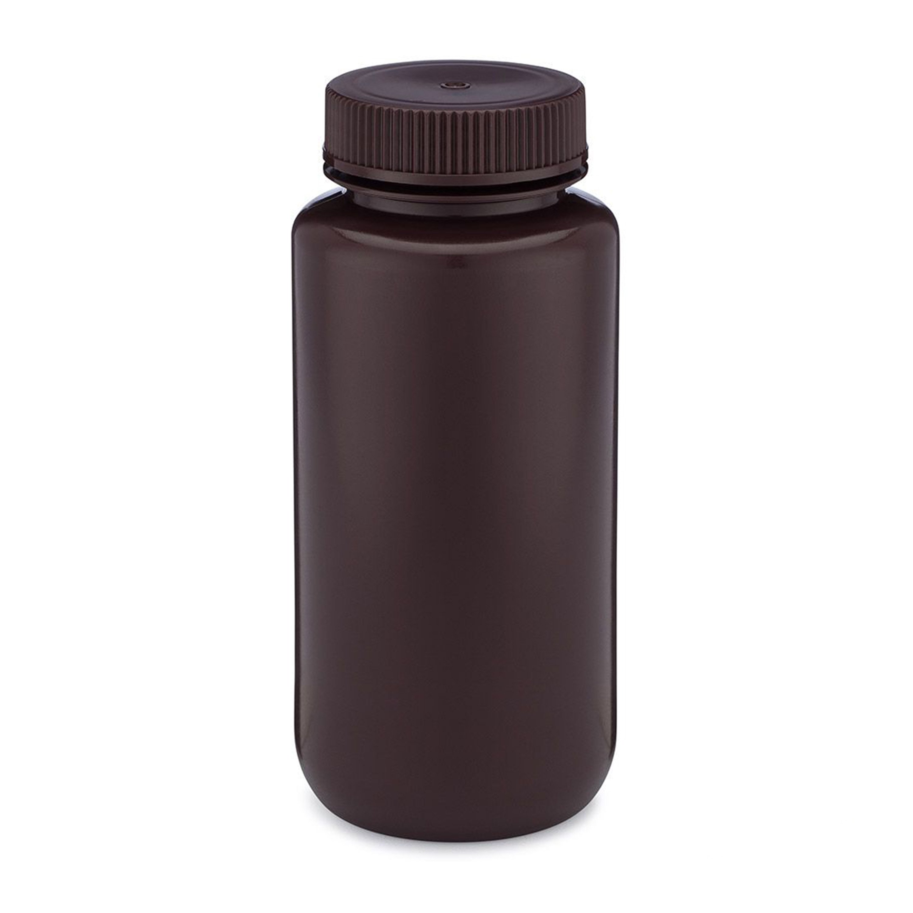 Diamond® RealSeal™ Wide Mouth, Round, Amber HDPE Bottle with PP Cap - 500 mL (Pack of 12)
