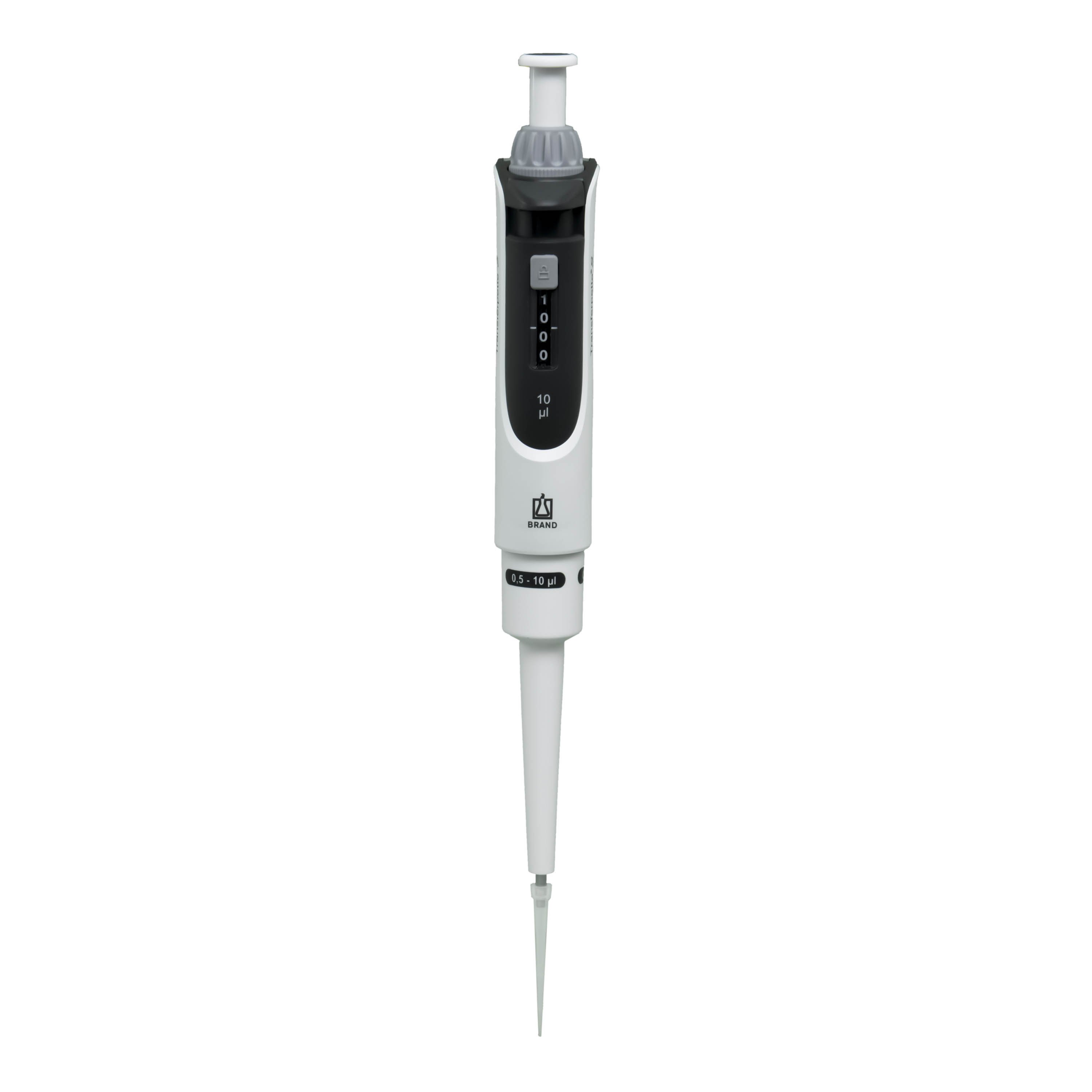 BrandTech Transferpette S Pipette Model D-10 - Single Channel Adjustable Volume 0.5-10uL