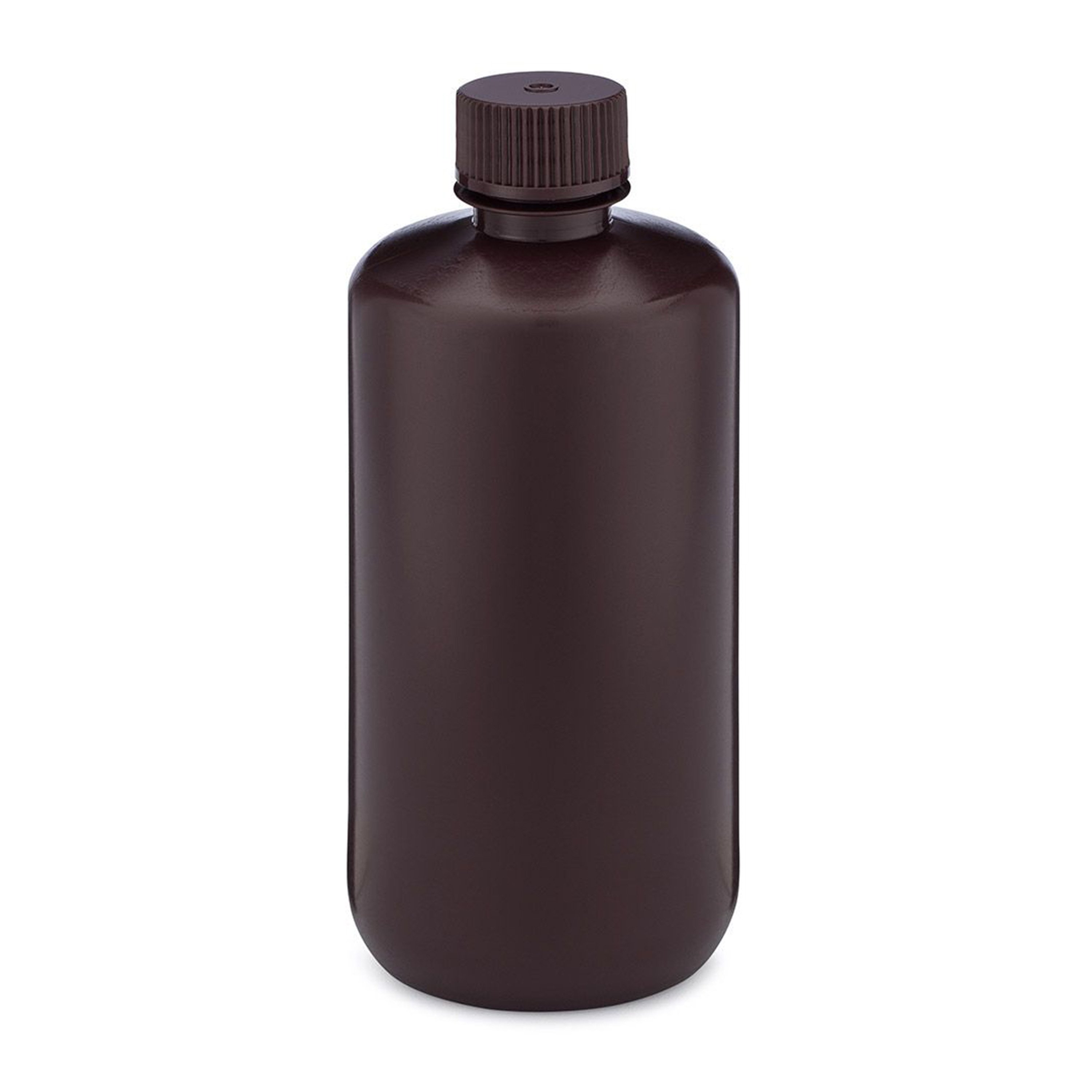 Diamond® RealSeal™ Narrow Mouth, Boston Round, Amber HDPE Bottle with PP Cap - 500 mL (Pack of 12)
