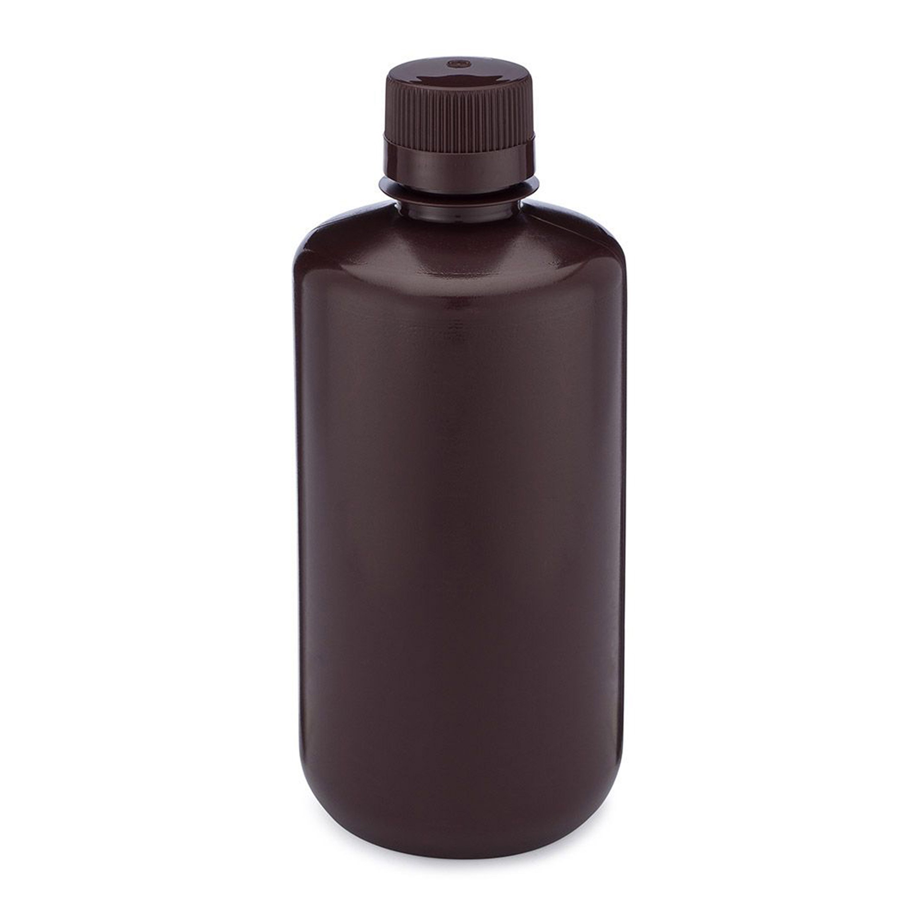 Diamond® RealSeal™ Narrow Mouth, Boston Round, Amber HDPE Bottle with PP Cap - 1000 mL (Pack of 6)