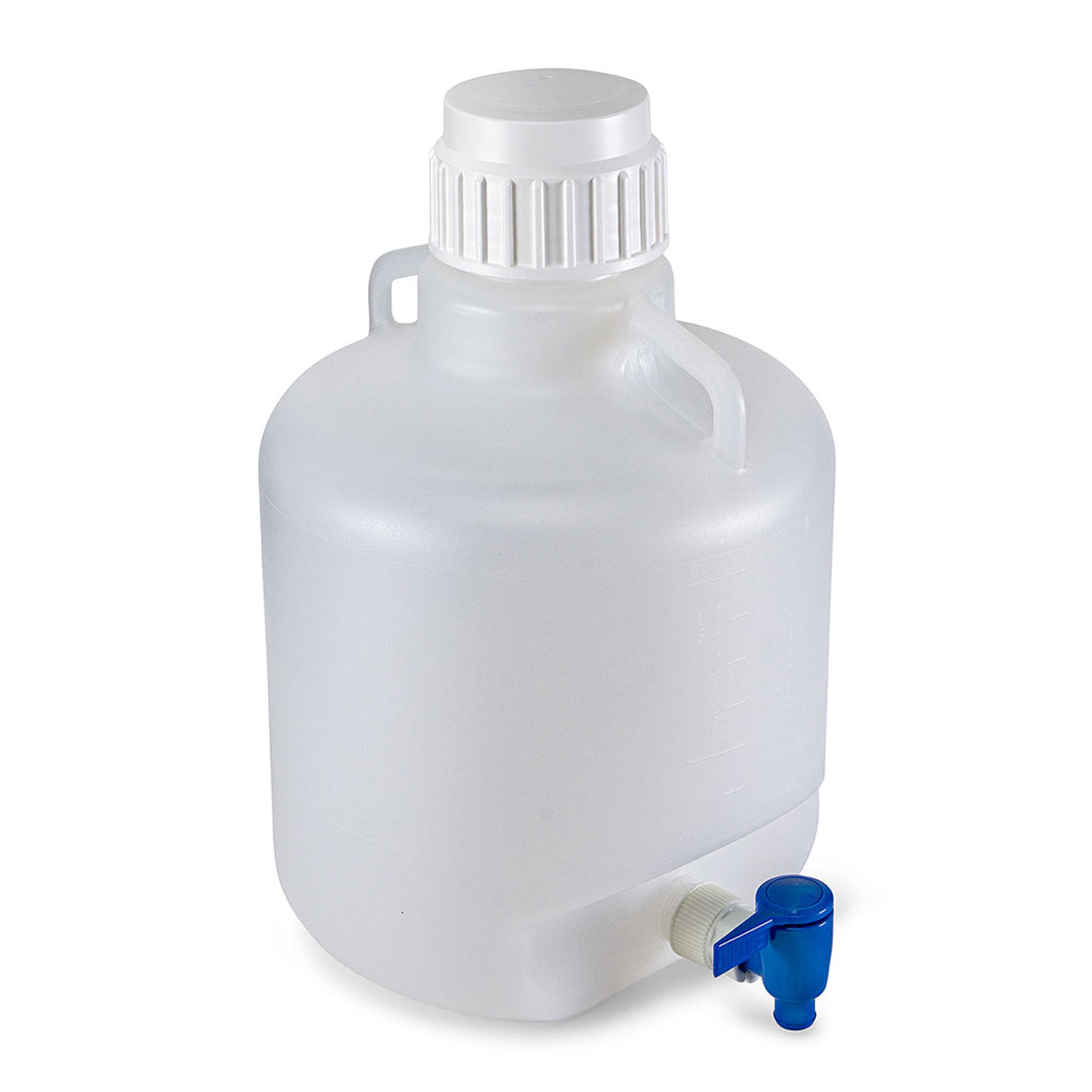 Diamond® RealSeal™ LDPE Round Carboy with Handles and Spigot - 10 Liter (Per Each)