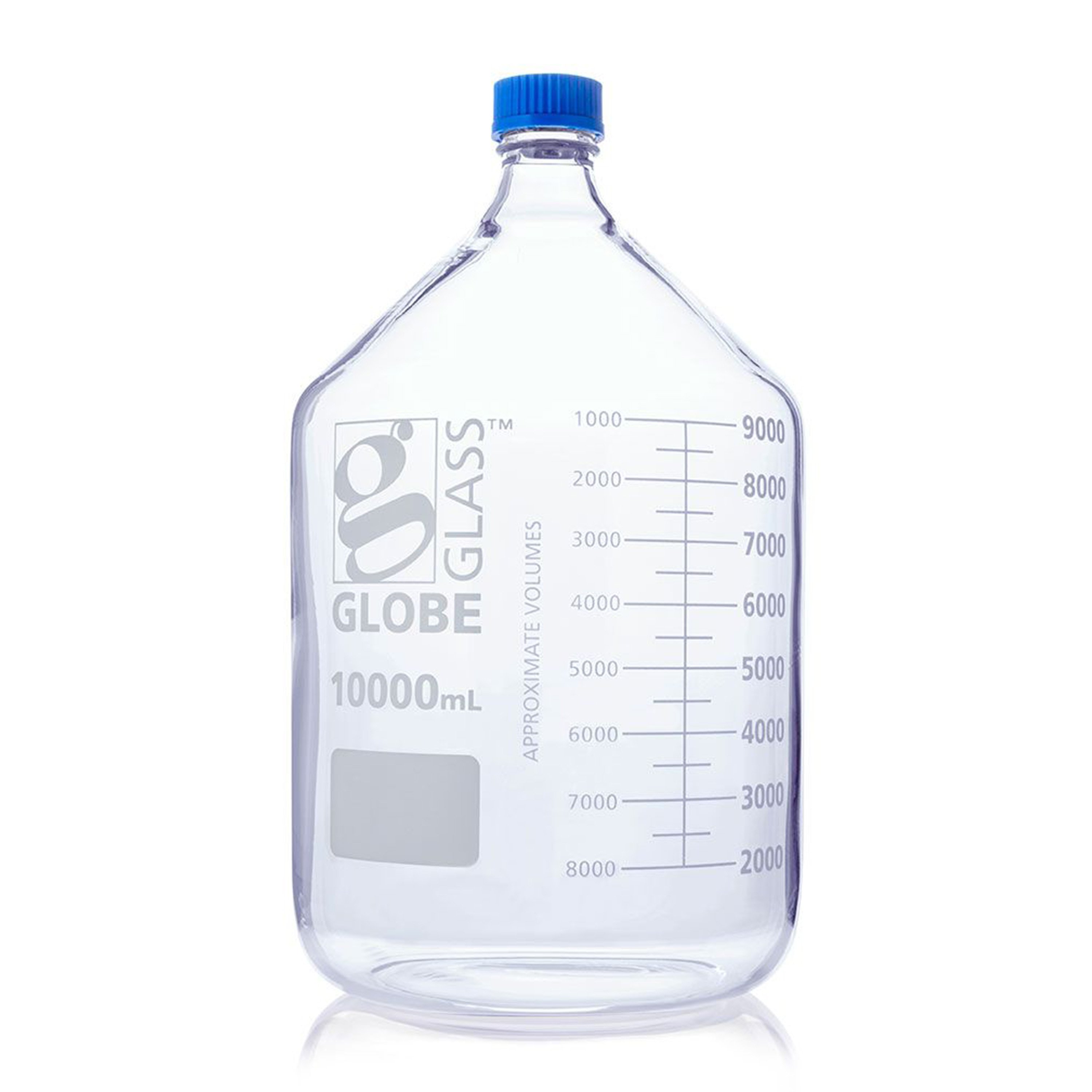 Globe Glass™ Media Bottle with GL45 Screw Cap - 10000 mL (Per Each)