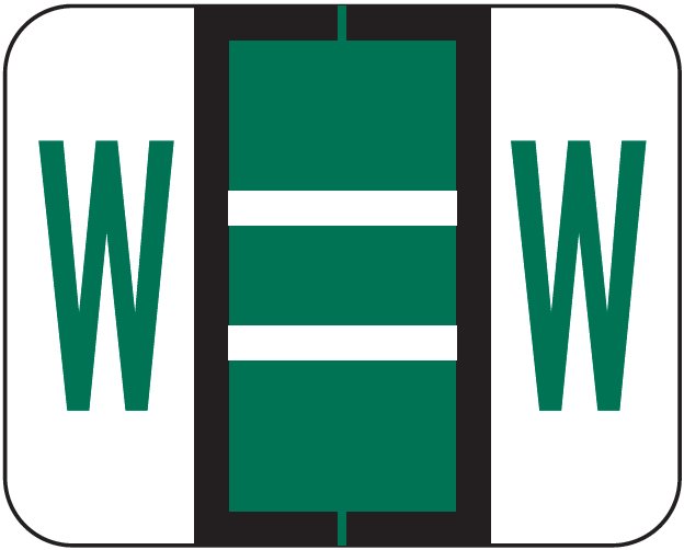 Tab Products 1283 Match Alpha Roll Labels - Letter W - Dark Green