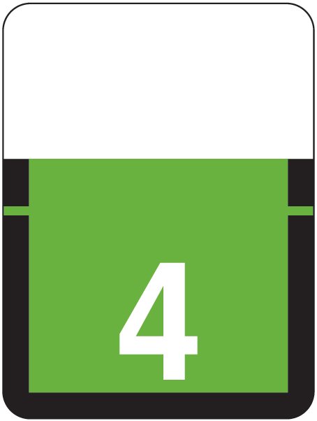 Tab Products 1306 Match Numeric Color Roll Labels - Number 4 - Light Green