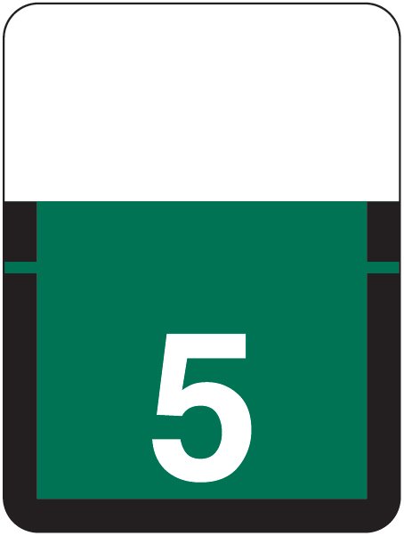 Tab Products 1306 Match Numeric Color Roll Labels - Number 5 - Dark Green