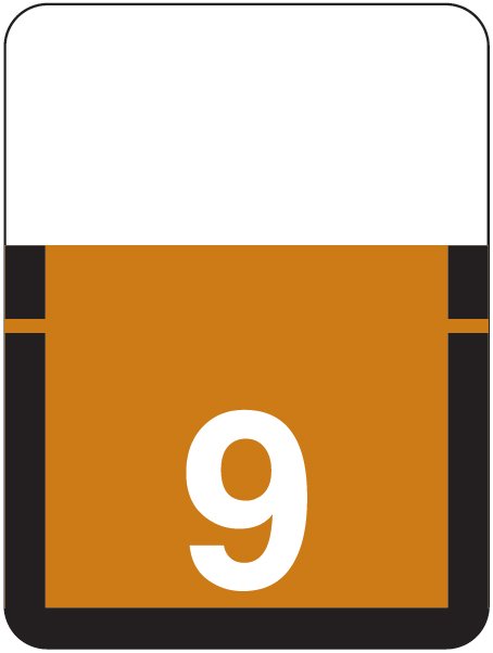 Tab Products 1306 Match Numeric Color Roll Labels - Number 9 - Brown