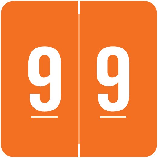 ACME Match ACNM Series Numeric Color Roll Labels - Number 9 - Orange