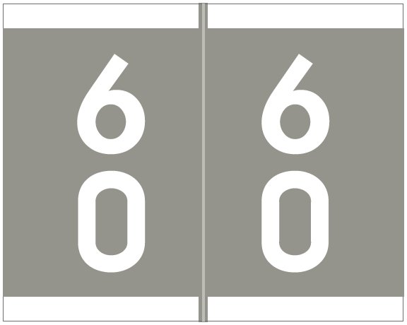 Barkley FDAVM Match AVDM Series Numeric Roll Labels - Number 60 To 69 - Gray