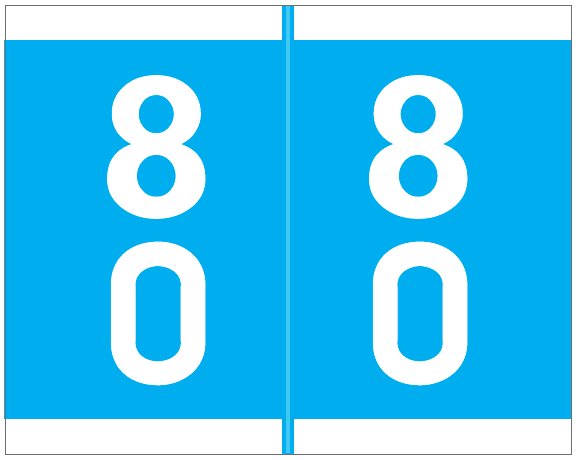 Barkley FDAVM Match AVDM Series Numeric Roll Labels - Number 80 To 89 - Blue