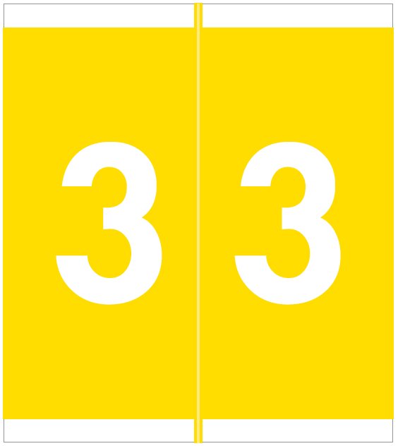 Barkley FNAVM Match AVNM Series Numeric Roll Labels - Number 3 - Yellow