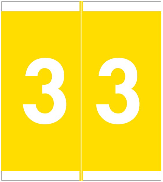 Barkley FNAVM Match AVNM Series Numeric Roll Labels - Number 3 - Yellow