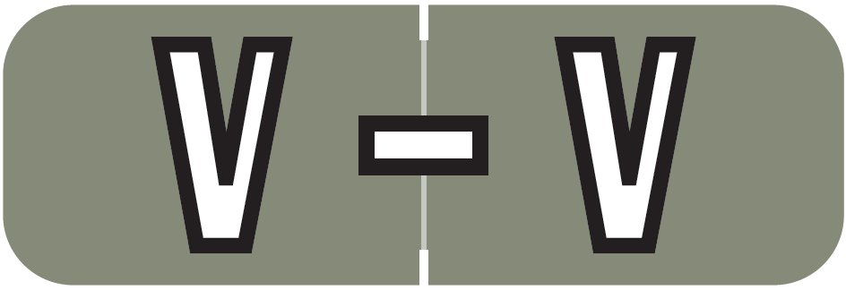 Barkley FABAM Match BAAM Series Alpha Roll Labels - Letter V - Gray Label
