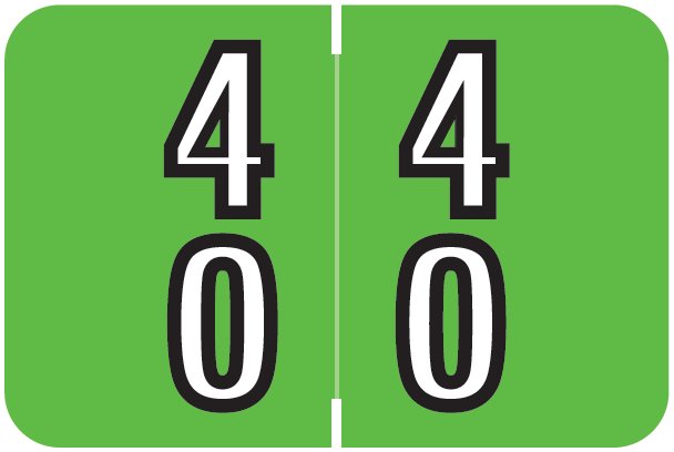 Barkley FDBKM Match BADM Series Numeric Roll Labels - Number 40 To 49 - Green