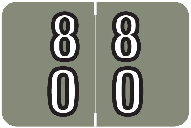 Barkley FDBKM Match BADM Series Numeric Roll Labels - Number 80 To 89 - Gray