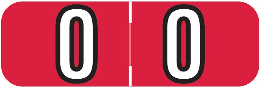 Barkley FNBAM Match BANM Series Numeric Roll Labels - Number 0 - Red
