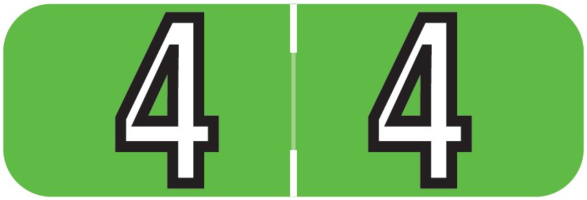 Barkley FNBAM Match BANM Series Numeric Roll Labels - Number 4 - Green