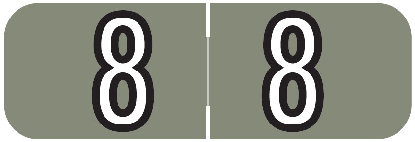 Barkley FNBAM Match BANM Series Numeric Roll Labels - Number 8 - Gray