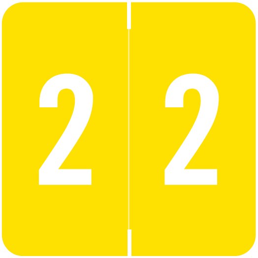 Barkley FNDBM-S Match BENM Series Numeric Roll Labels - Number 2 - Yellow