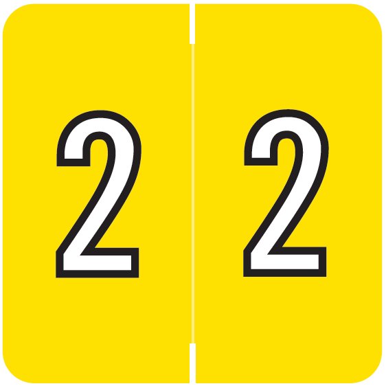 Barkley FNBRM Match BKNM Series Numeric Roll Labels - Number 2 - Yellow