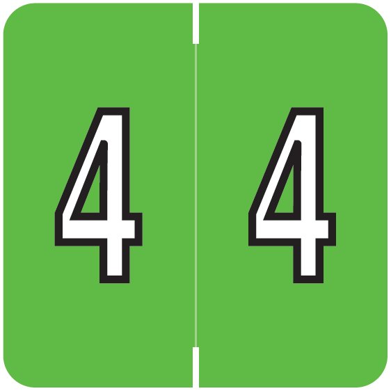 Barkley FNBRM Match BKNM Series Numeric Roll Labels - Number 4 - Green