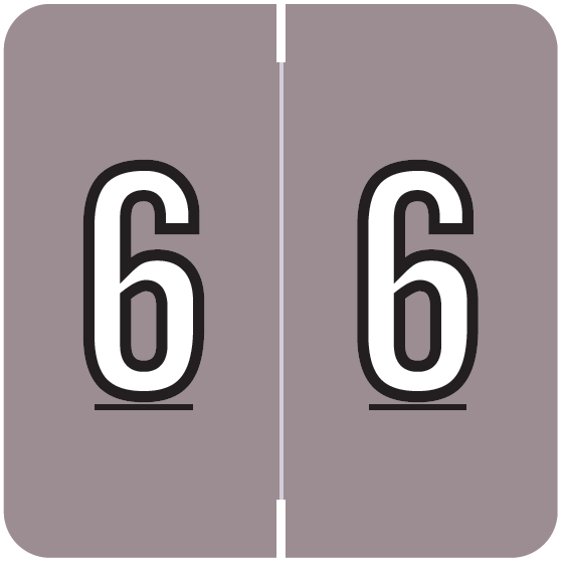 Barkley FNBRM Match BKNM Series Numeric Roll Labels - Number 6 - Lavender