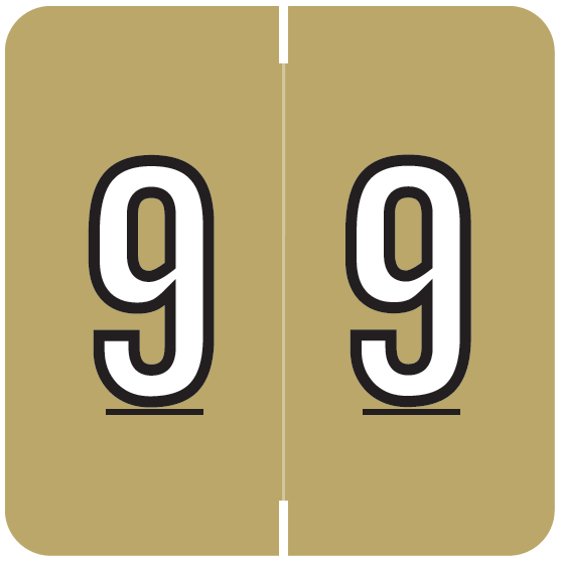 Barkley FNBRM Match BKNM Series Numeric Roll Labels - Number 9 - Gold