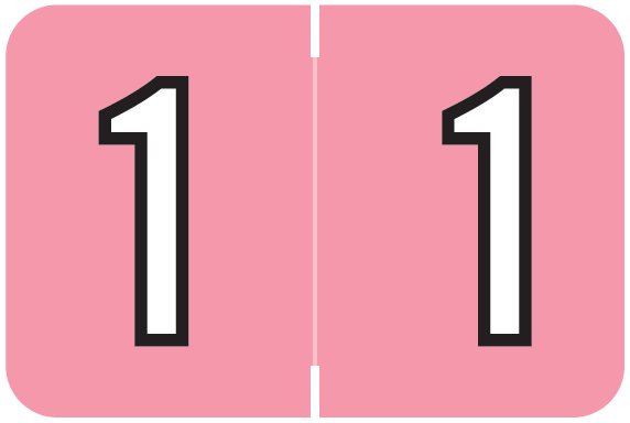 Barkley FNBKM Match BRNM Series Numeric Roll Labels - Number 1 - Pink