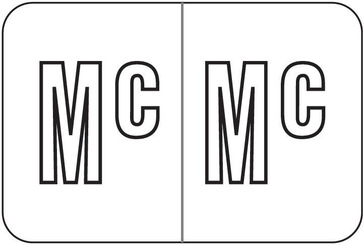 Barkley FABKM Match BRPK Series Alpha Sheet Labels - Letter Mc - White Label