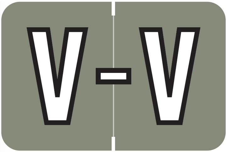 Barkley FABKM Match BRPK Series Alpha Sheet Labels - Letter V - Gray Label