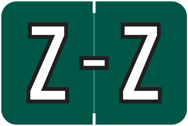 Barkley FABKM Match BRPK Series Alpha Sheet Labels - Letter Z - Dark Green Label