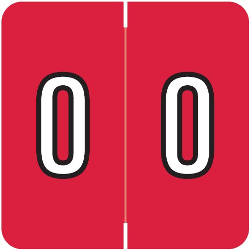 Barkley FNDBM Match BXNM Series Numeric Roll Labels - Number 0 - Red