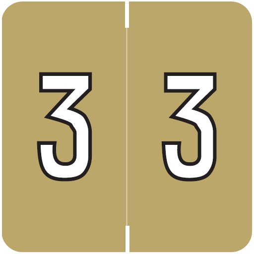 Barkley FNDBM Match BXNM Series Numeric Roll Labels - Number 3 - Gold