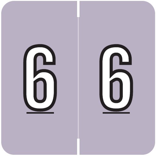 Barkley FNDBM Match BXNM Series Numeric Roll Labels - Number 6 - Lavender