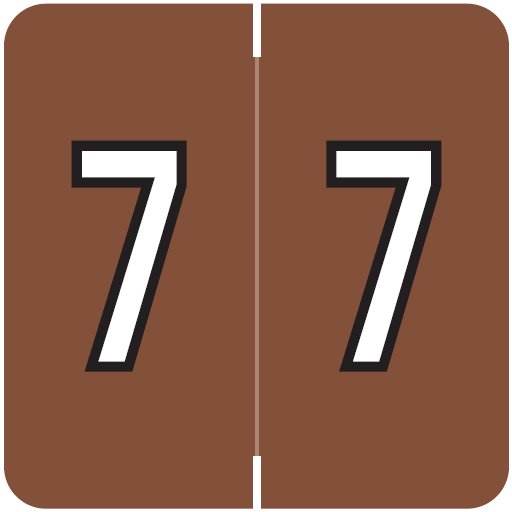 Barkley FNDBM Match BXNM Series Numeric Roll Labels - Number 7 - Brown