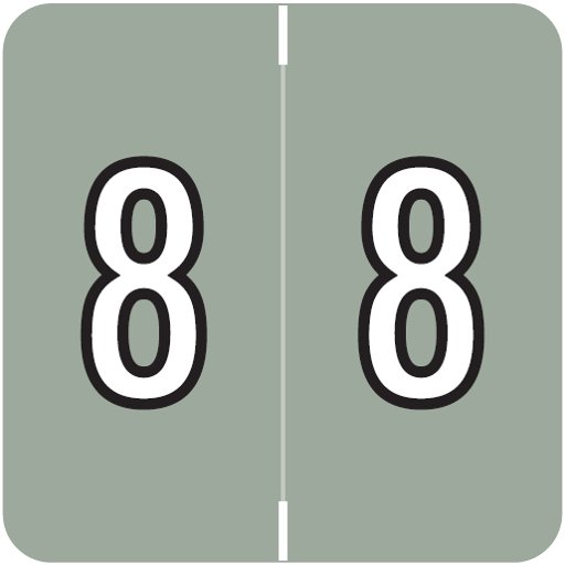 Barkley FNDBM Match BXNM Series Numeric Roll Labels - Number 8 - Gray